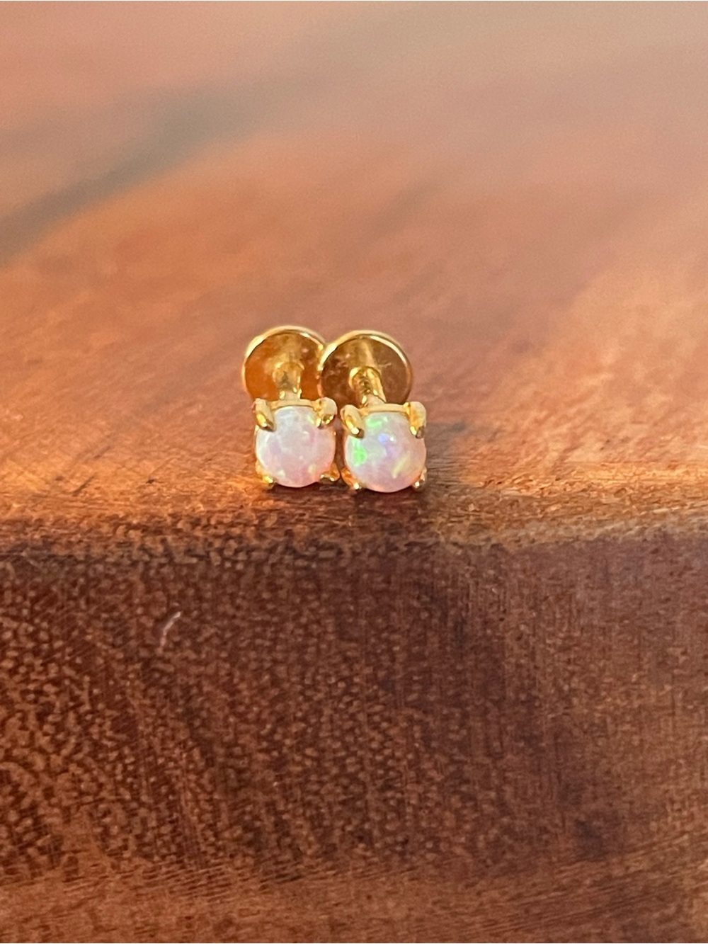 Opal Stud Earrings - Pink Opal Sparkle